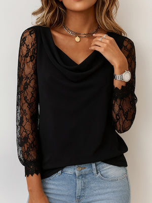 Lace Trim three-quarter Sleeve Elegant Top
