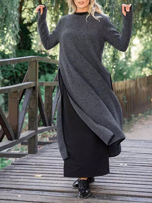Minimalist Knit-Edge Casual Dress