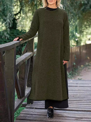 Minimalist Knit-Edge Casual Dress