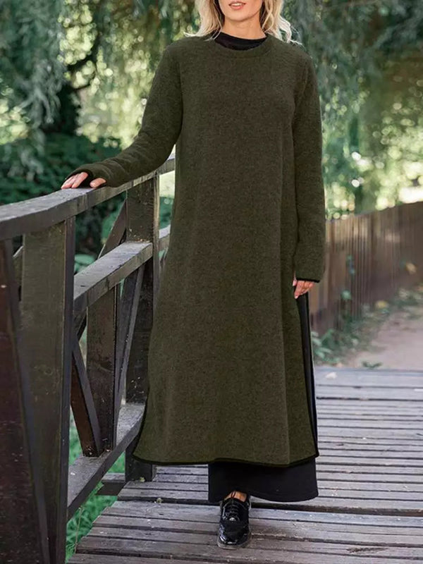 Minimalist Knit-Edge Casual Dress