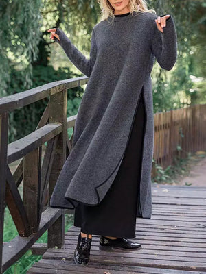 Minimalist Knit-Edge Casual Dress