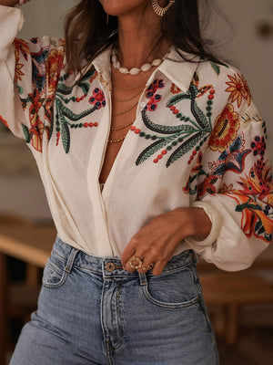 Modern Casual Print Long Sleeve Blouse