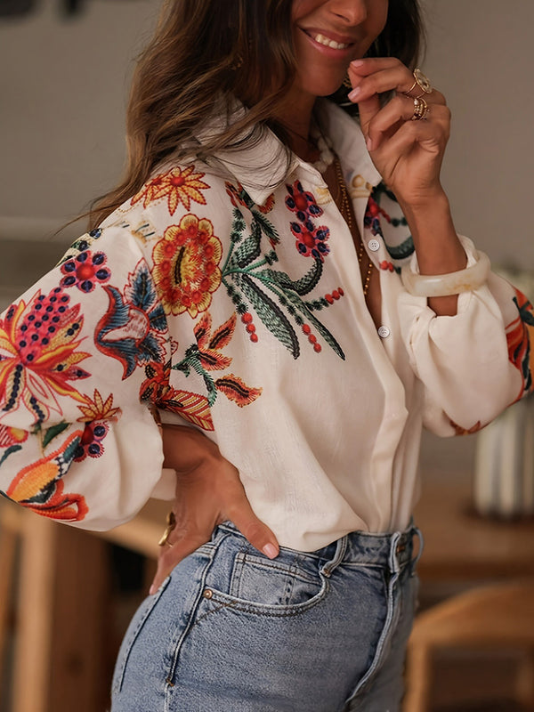 Modern Casual Print Long Sleeve Blouse