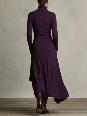 Modern High-Neck Asymmetric Silhouette Dress