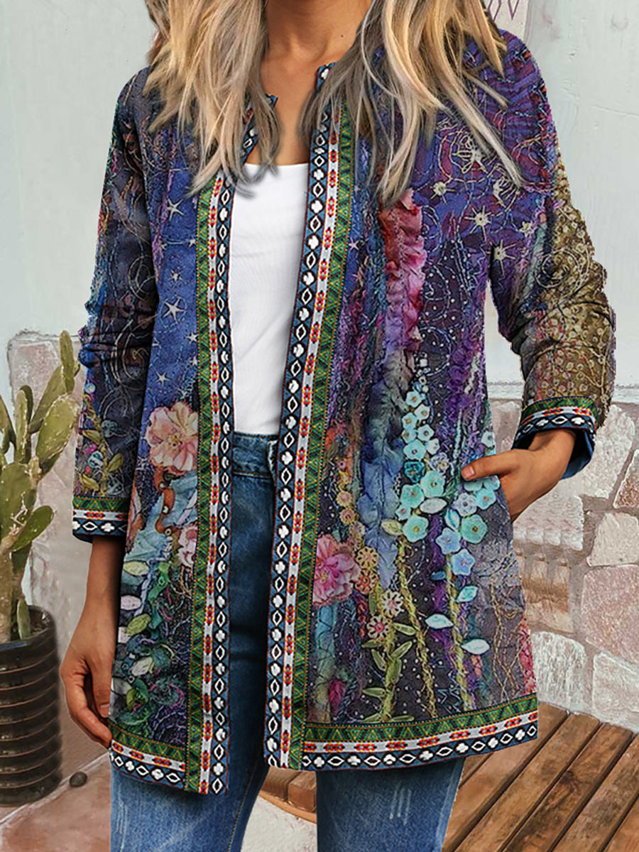 Multi Casual long Sleeve Floral Printed Jacket