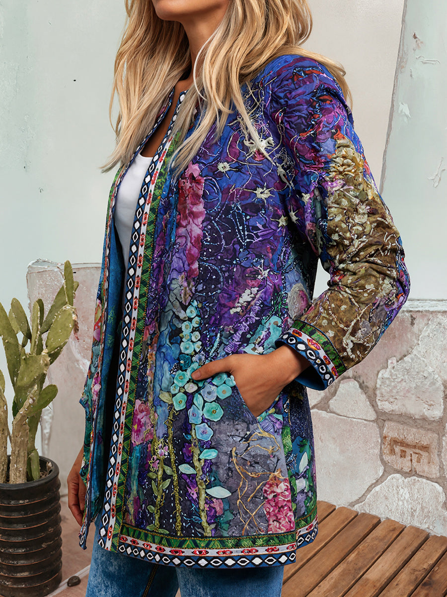 Multi Casual long Sleeve Floral Printed Jacket