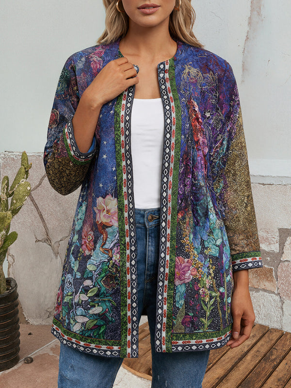 Multi Casual long Sleeve Floral Printed Jacket