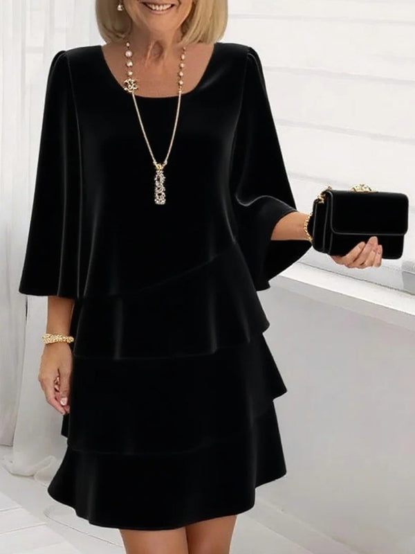 Elegant Tiered 3/4 Sleeve Dress
