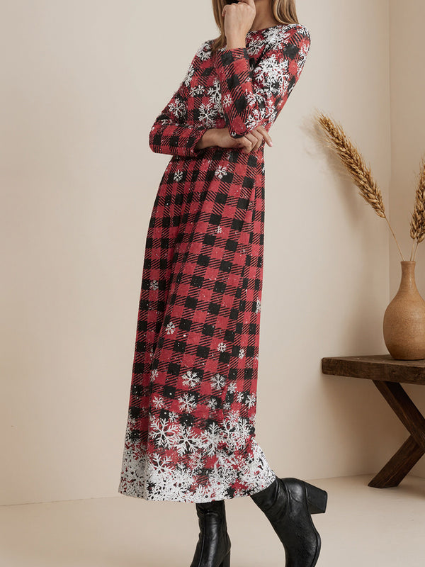 Printed Long-Sleeve Fitted Dress