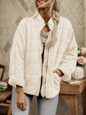 Relaxed Cotton Coat with Modern Stand-Up Collar