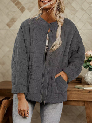 Relaxed Cotton Coat with Modern Stand-Up Collar