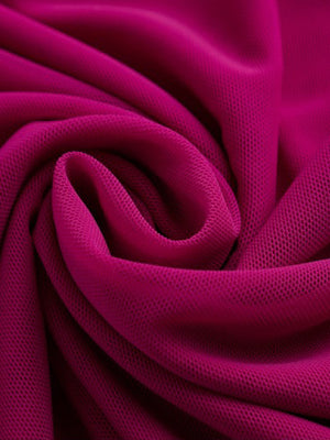 Sleek Gathered Long-Sleeve Mesh Accent Top