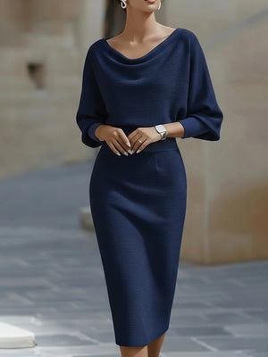Slim-Fit Elegant Commuter Midi Dress