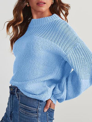 Soft Knit Casual Bell-Sleeve Long-Sleeve Sweater