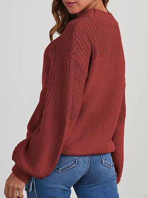 Soft Knit Casual Bell-Sleeve Long-Sleeve Sweater