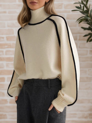Textured Mock Neck Knit Sweater