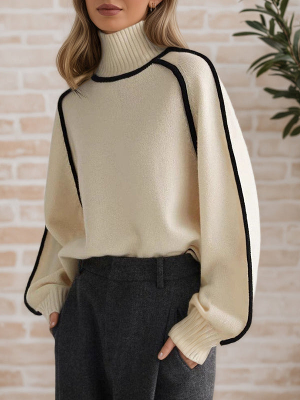Textured Mock Neck Knit Sweater