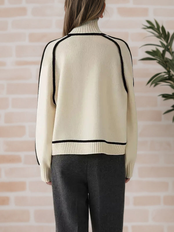 Textured Mock Neck Knit Sweater