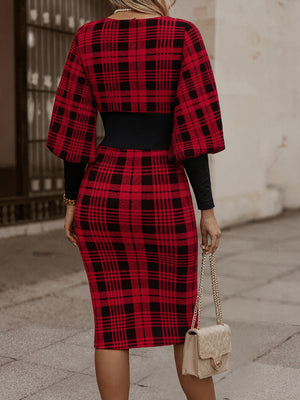 V-Neck Bodycon Midi Dress