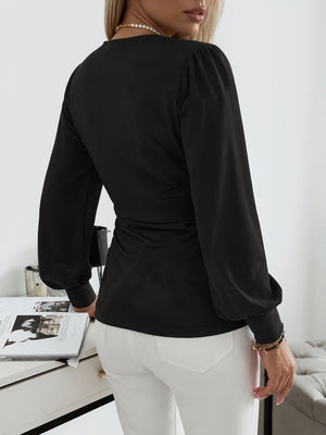 Versatile V-Neck Long-Sleeve Top