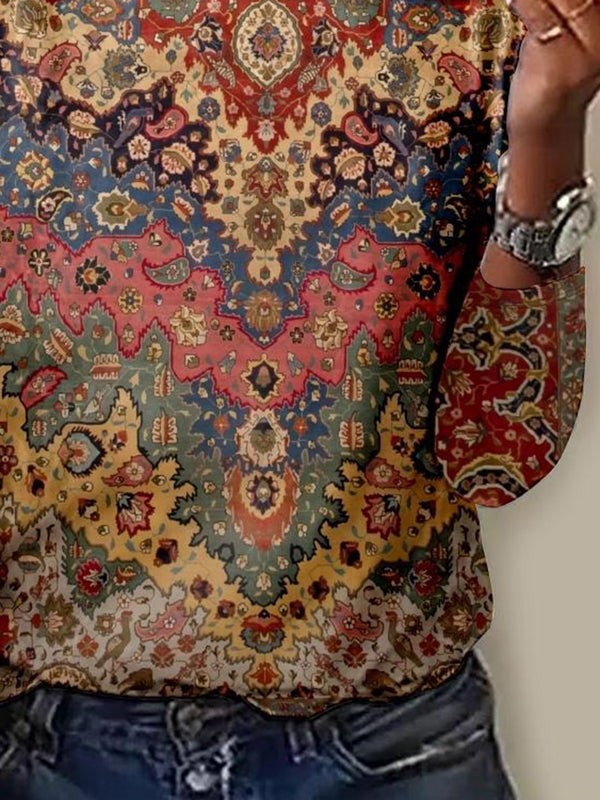 Vibrant Round Neck Long Sleeve Top