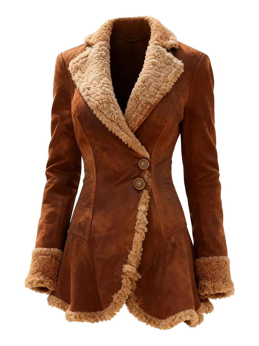 Vintage-Inspired Thick Suede Coat