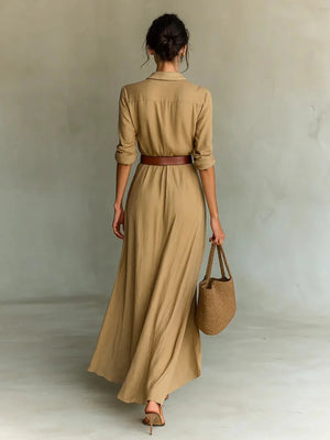 Vintage-Inspired V-Neck Maxi Dress