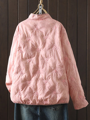 Vintage Embroidered Stand-Collar Cotton Jacket