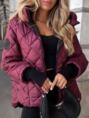 Warm Oversized Quilted Jacket with Hood
