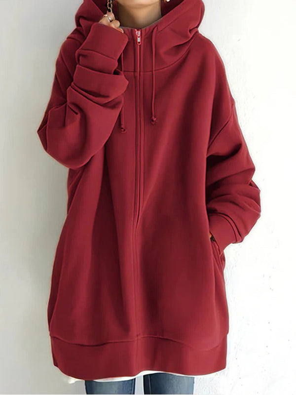 Women's Fall/Winter Zipper Hoodie with Fleece Lining