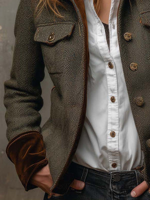 Stylish Groovy Collared Long Sleeve Jacket