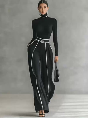 Elegant Stand Collar Two-Piece Set