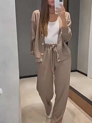 Casual Cardigan Top Two-Piece Set